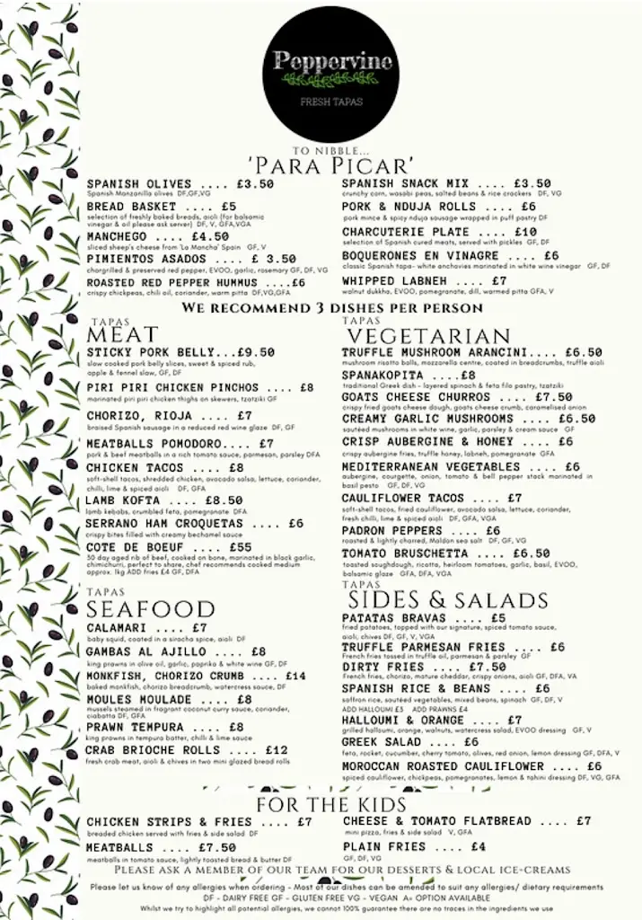 Menu_The Sycamores_Burbage_image_1