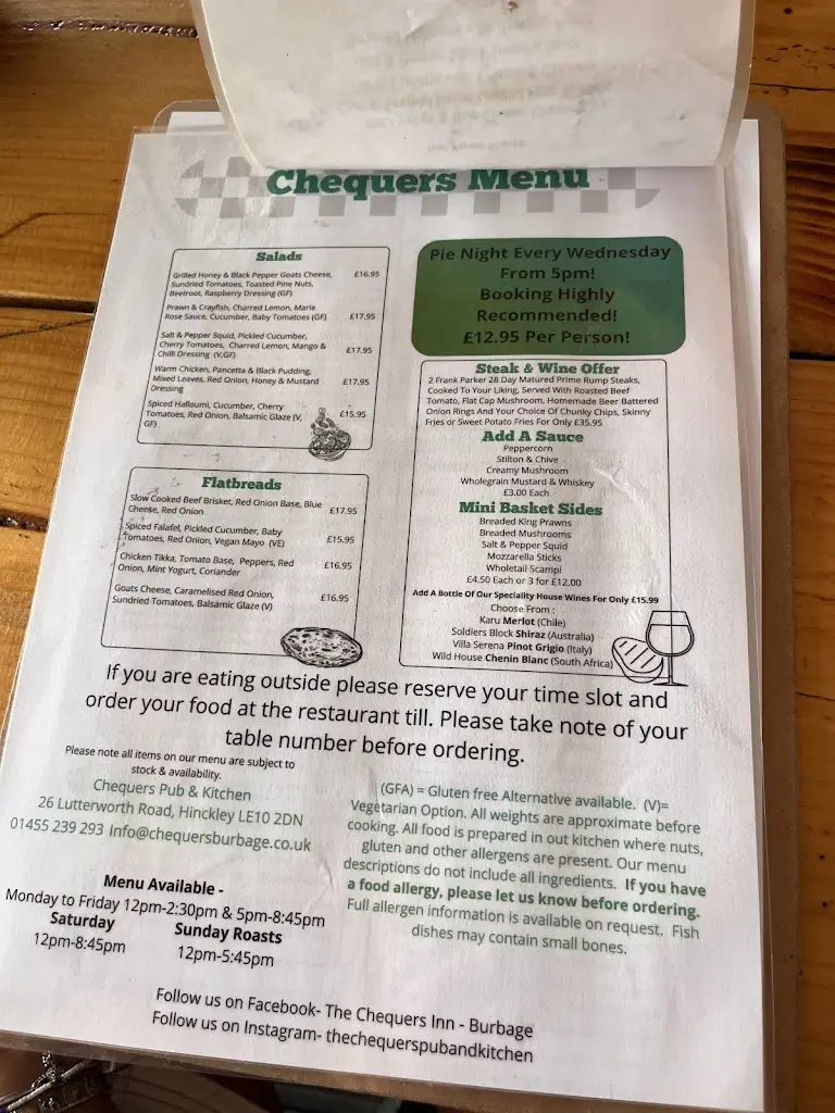 Menu_Chequers Pub And kitchen_Burbage_image_1