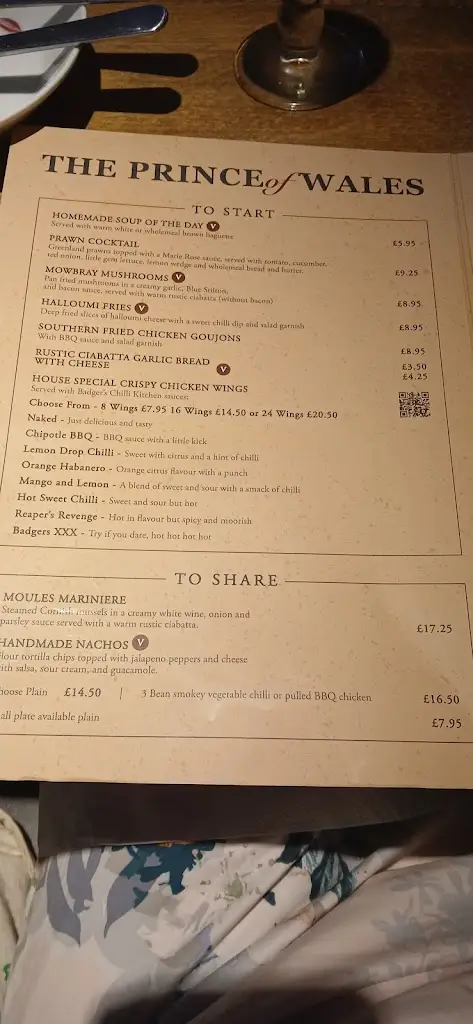 Menu_The Prince of Wales Ampthill_Ampthill_image_2