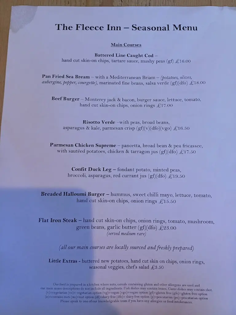 Menu_The Fleece Inn_Bungay_image_1