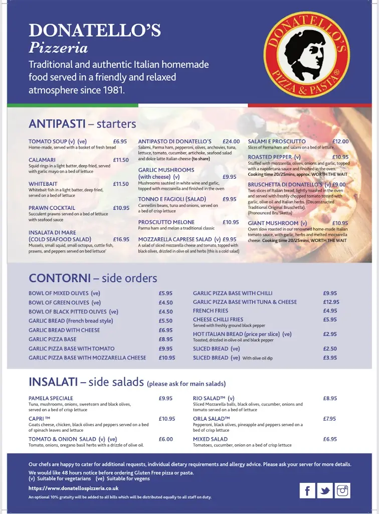 Menu_Donatello's ️ Italian - Ampthill_Ampthill_image_1