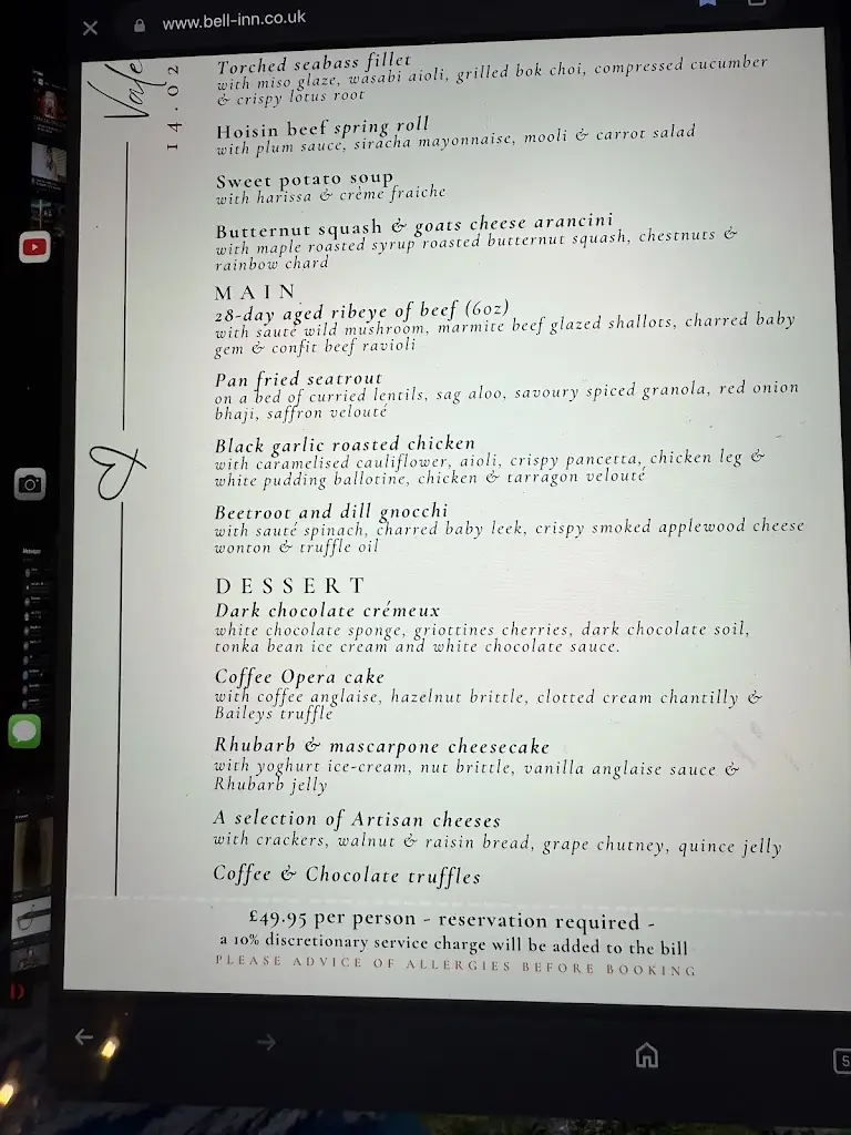 Menu_The Bell Inn - pub, restaurant, hotel & event space_Bulphan_image_1