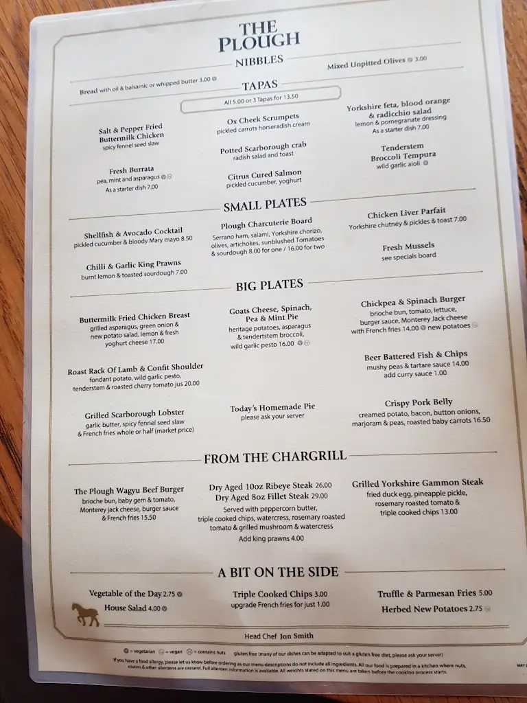 Menu_The Plough, Scalby_Burniston_image_3