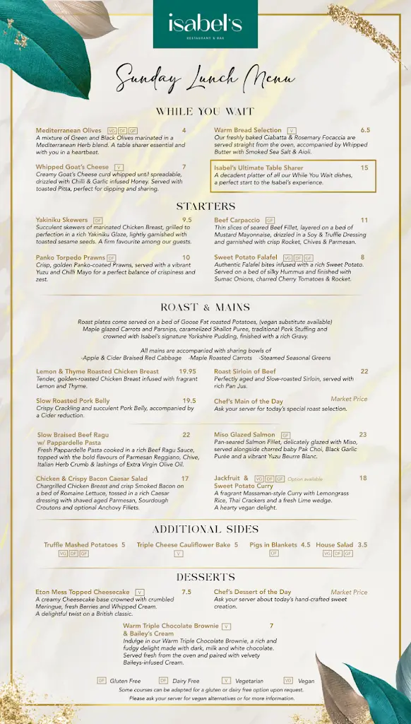 Menu_Isabel's Restaurant & Bar_Burton_image_1