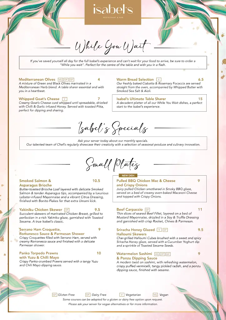 Menu_Isabel's Restaurant & Bar_Burton_image_3