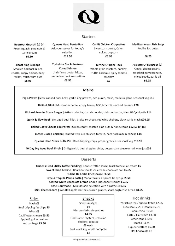 Menu_The Queens Head_Burley in Wharfedale_image_2