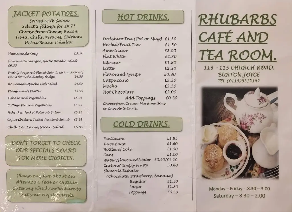 Menu_Rhubarbs Café/Tea Room_Burton Joyce_immagine_4