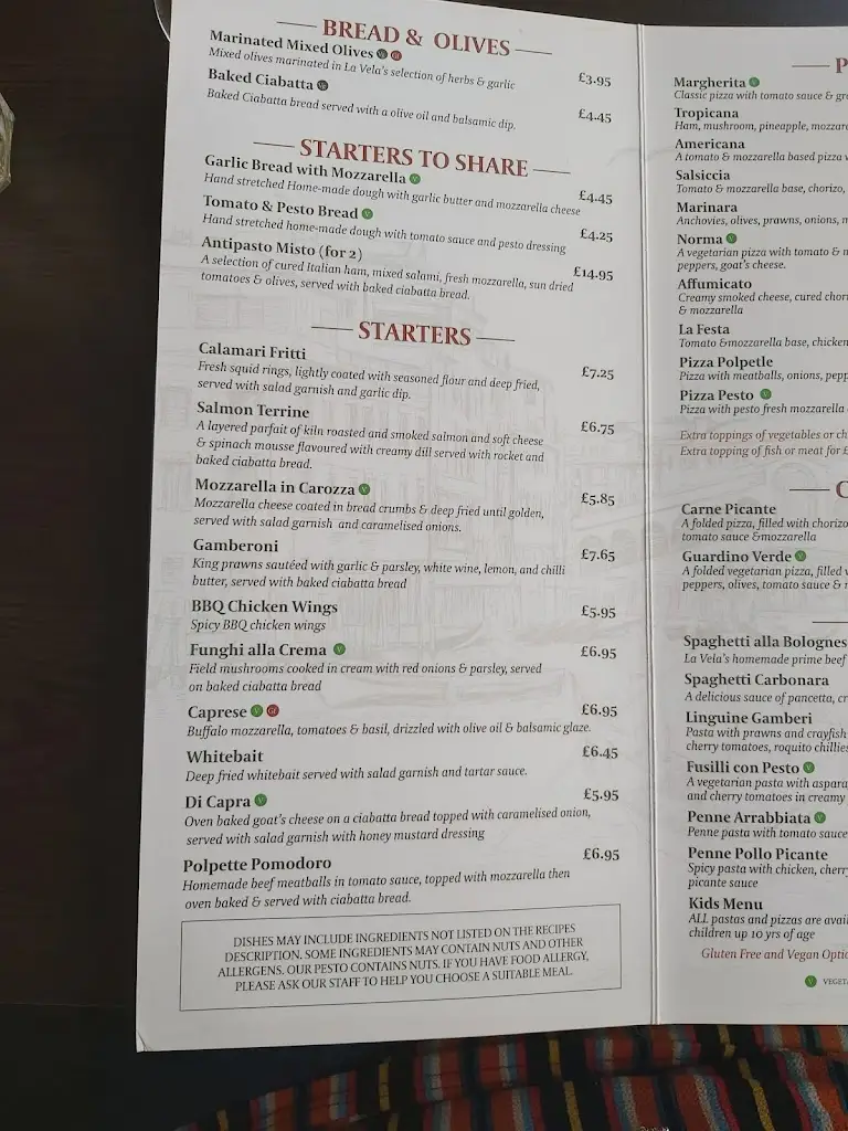 Menu_La Vela Ristorante_Burnham-on-Sea_image_1