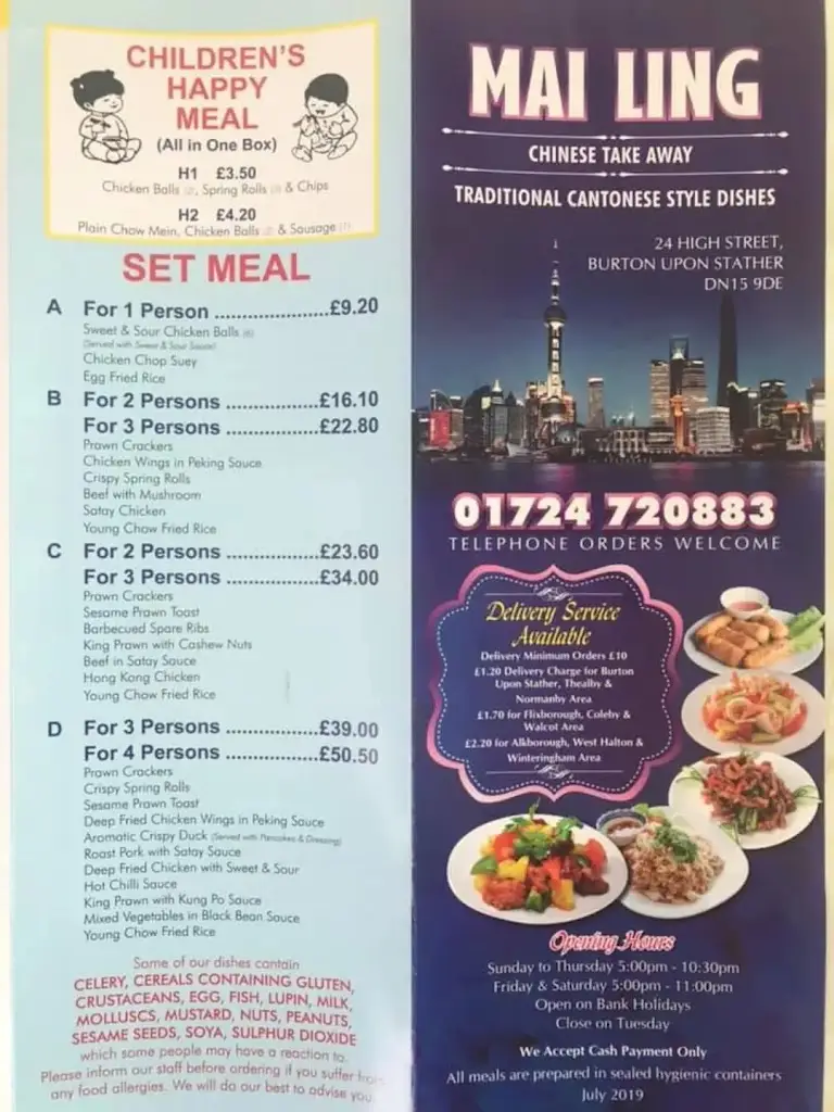Menu_Mai Ling_Burton upon Stather_image_1