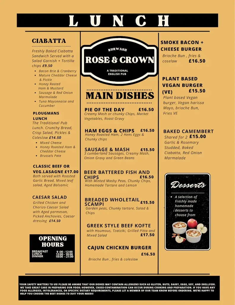 Menu_The Rose & Crown, Burwash_Burwash_image_4