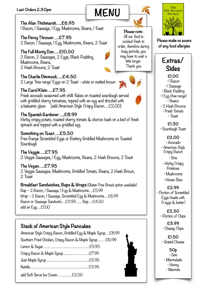 Menu_The Old Orchard Nursery, Village Shop & Cafe_Burwash_image_1