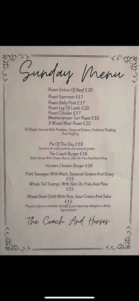 Menu_The Coach and Horses_Cadnam_image_3