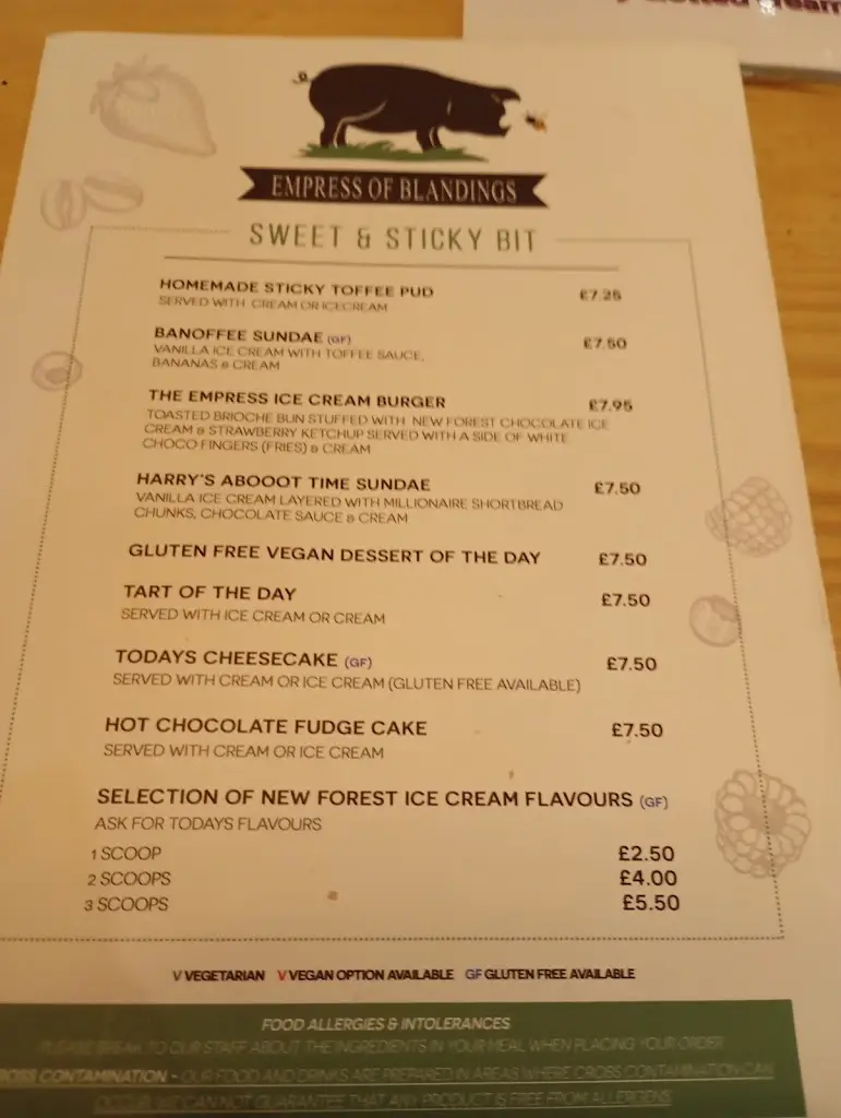 Menu_The Empress of Blandings Pub & Restaurant, Cadnam_Cadnam_image_2