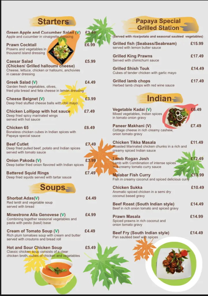 Menu_Papaya, Indian Restaurant, Kettering_Burton Latimer_imagen_2