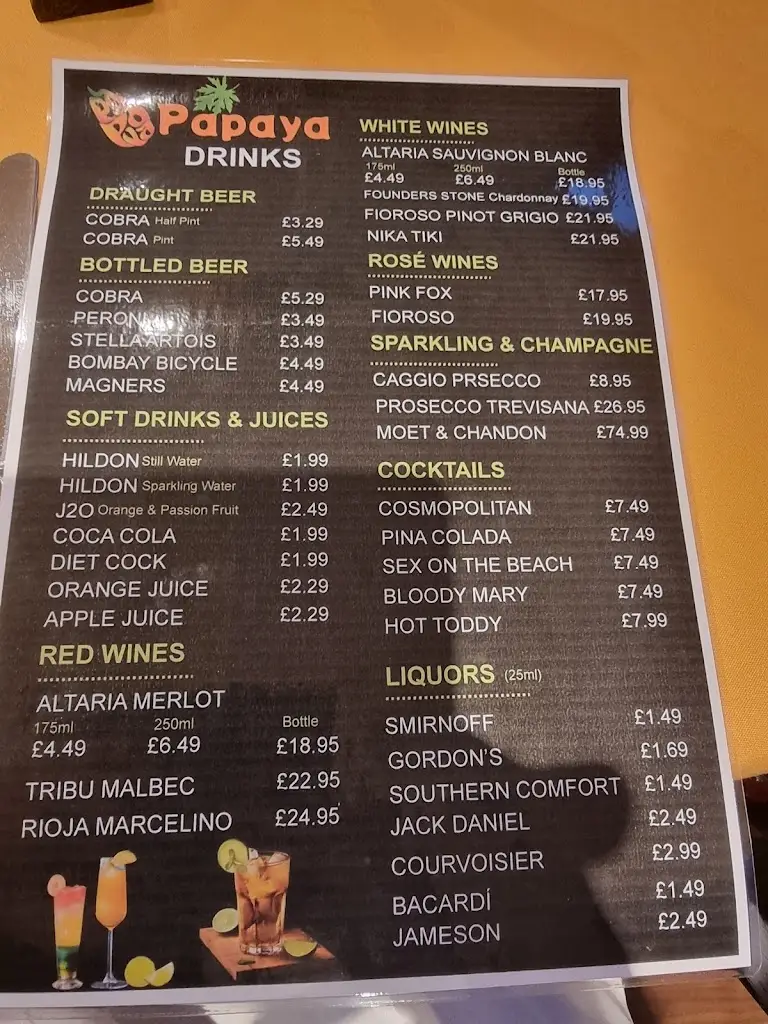 Menu_Papaya, Indian Restaurant, Kettering_Burton Latimer_imagen_3