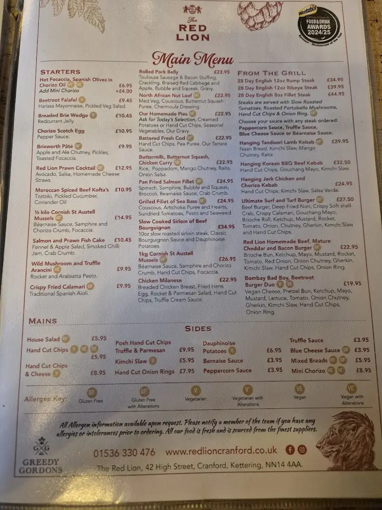 Menu_The Red Lion_Burton Latimer_image_1