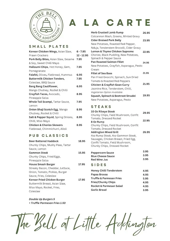 Menu_The Bell - Little Addington_Burton Latimer_image_2