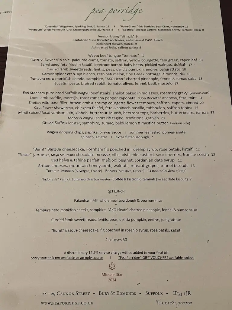 Menu_Pea Porridge_Bury St Edmunds_image_1