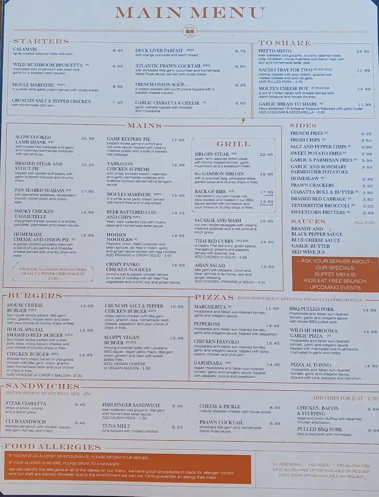 Menü_The Farmers Arms_Burscough_Bild_4