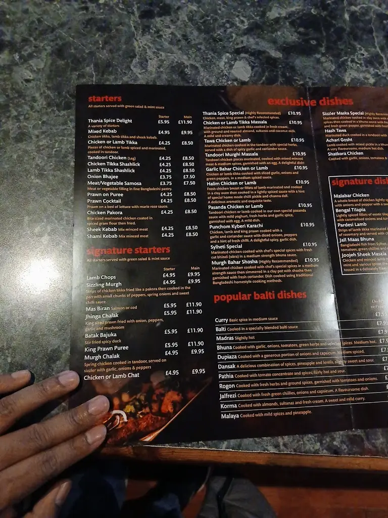 Menu_Thania Spice_Alvechurch_image_1