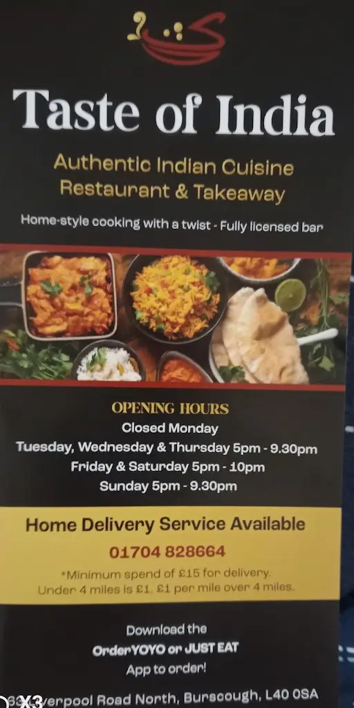 Taste of India Burscough restaurant in Burscough