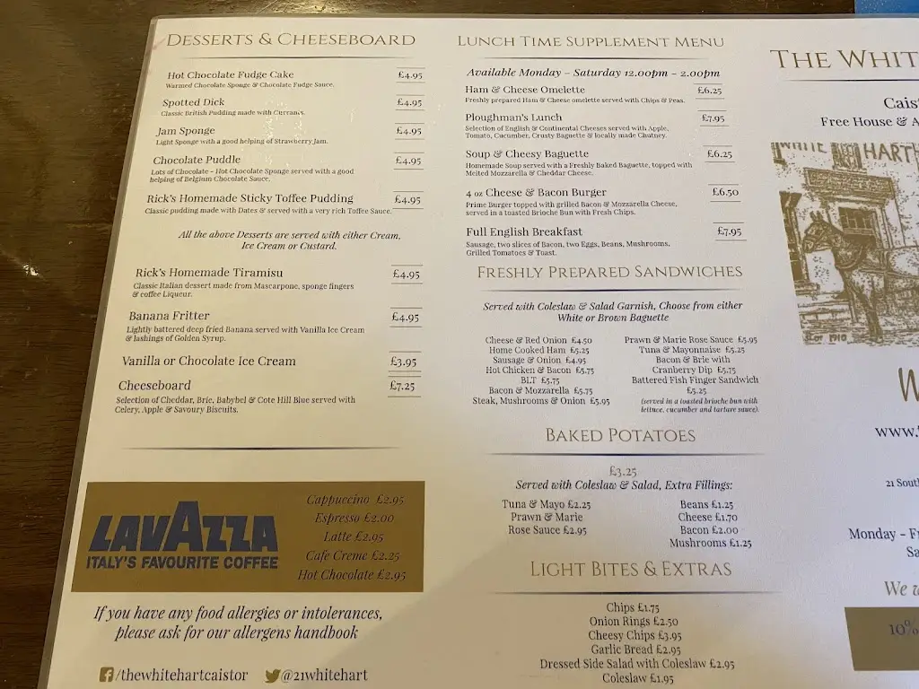 Menu_The White Hart_Caistor_image_1