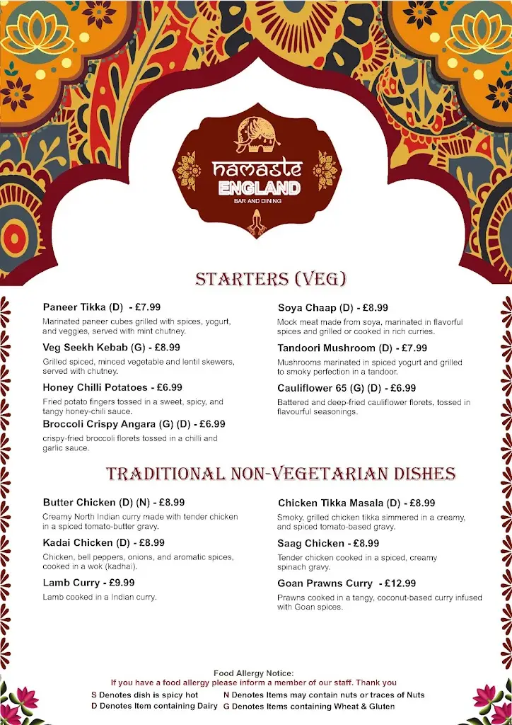 Menu_Namaste England_Alvechurch_image_1