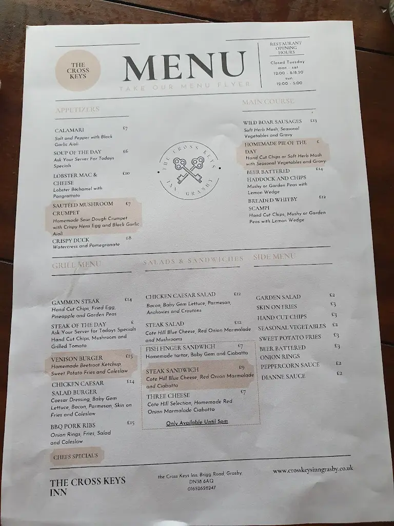Menu_The Cross Keys Inn_Caistor_image_2