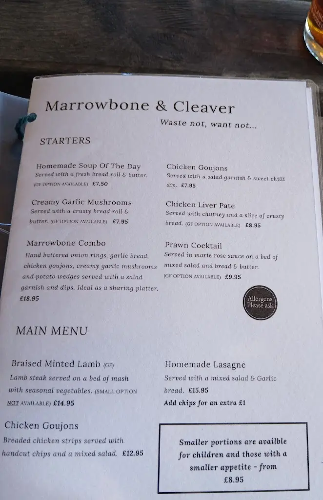 Menu_The Marrowbone & Cleaver_Caistor_immagine_3