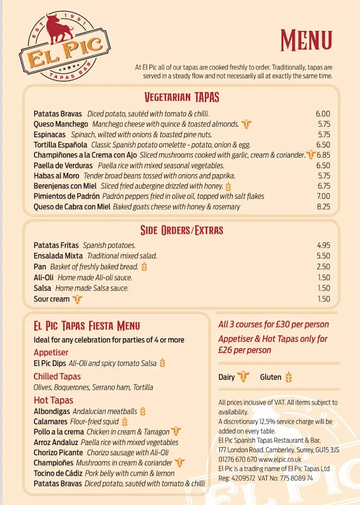 Menu_El Pic Spanish Tapas Restaurant_Camberley_image_2