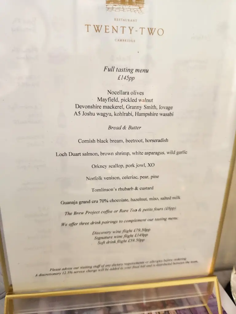 Menu_Restaurant Twenty Two_Cambridgeshire_image_1