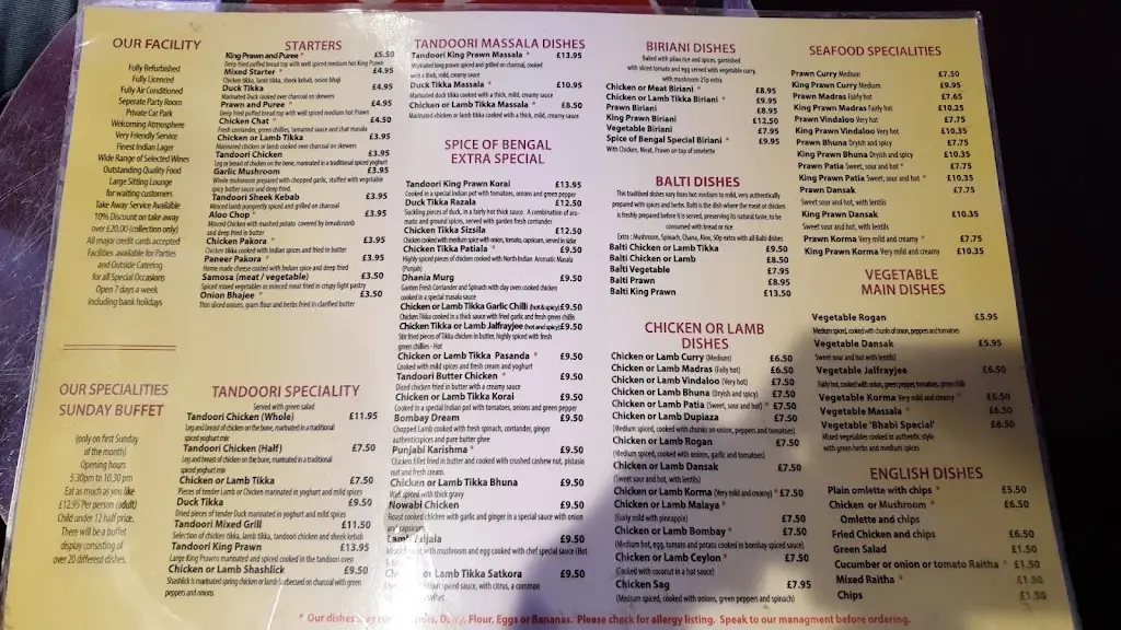 Menu_Spice Of Bengal_Calne_image_1