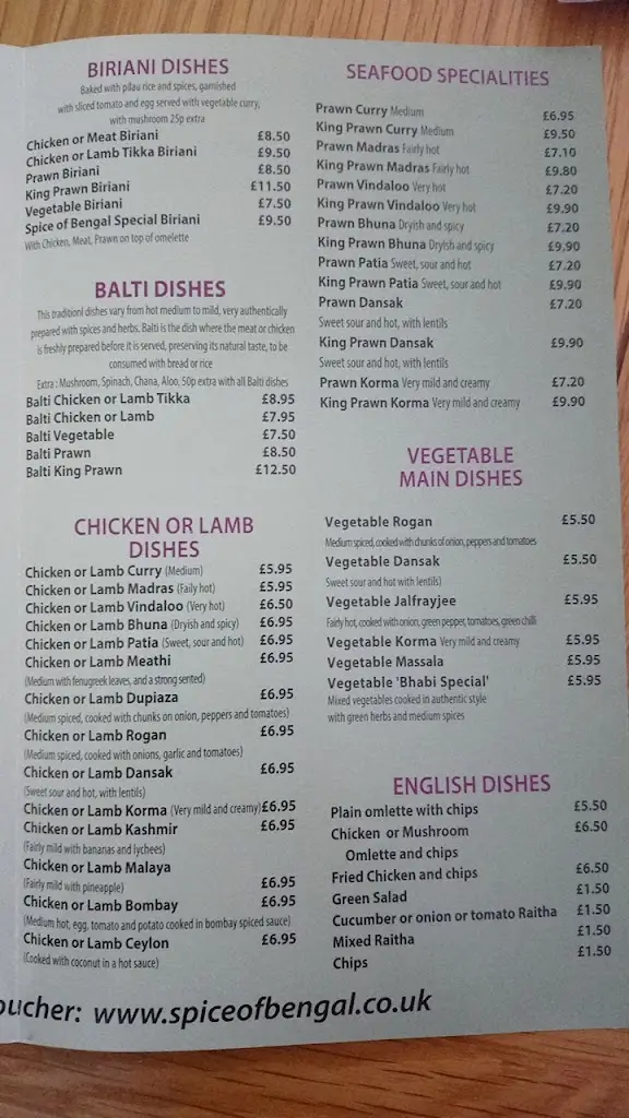 Menu_Spice Of Bengal_Calne_image_2