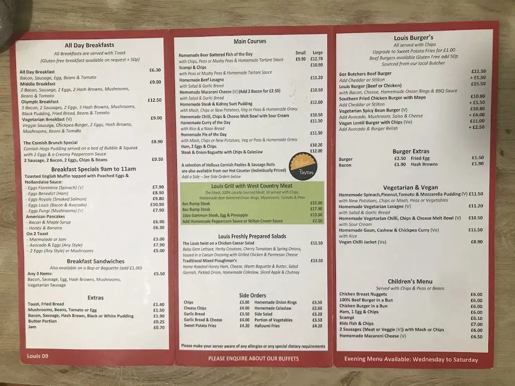 Menu_Louis Tea Rooms_Callington_immagine_1