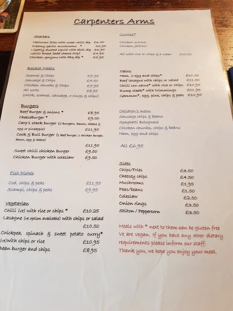 Menu_The Carpenters Arms_Callington_image_1