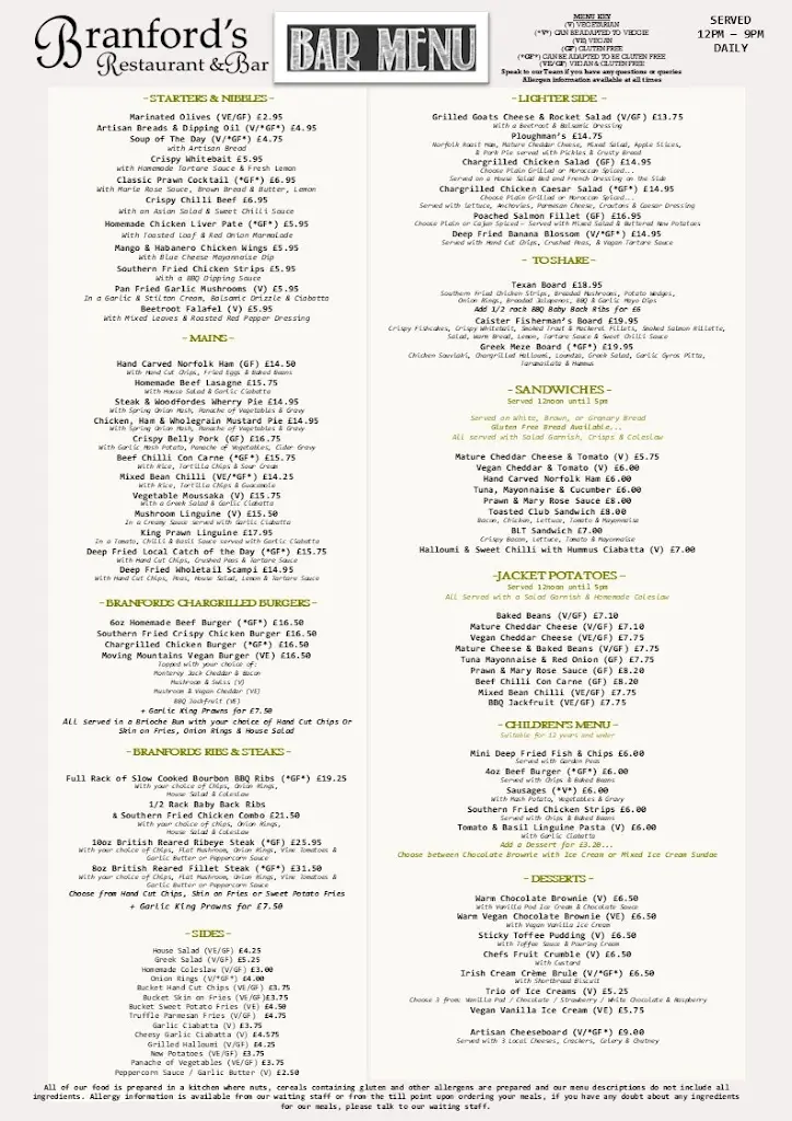 Menu_Branford's Restaurant & Bar_Caister-on-Sea_image_1
