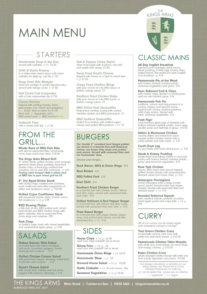 Menu_Kings Arms_Caister-on-Sea_image_1