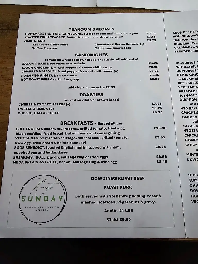 Menu_Crown & Cushion Inn_Appleby_imagen_4