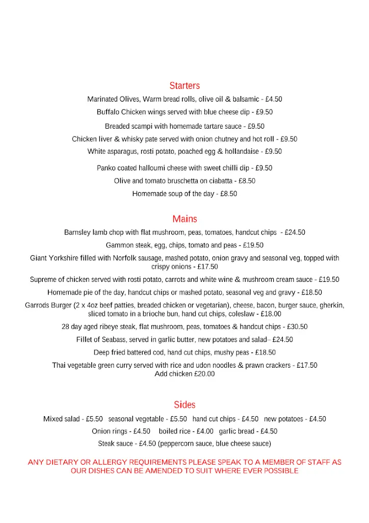 Menu_Garrods bar and restaurant_Caister-on-Sea_image_1