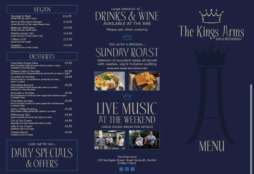 Menu_The Kings Arms_Caister-on-Sea_image_2