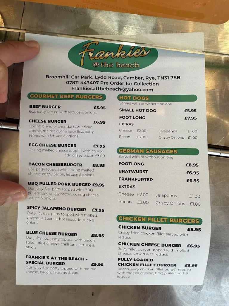 Menu_Frankie's at the beach_Camber_image_1