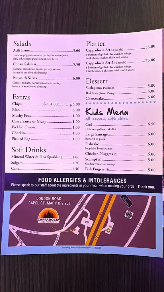 Menu_Cappadocia Turkish Restaurant_Capel Saint Mary_image_1