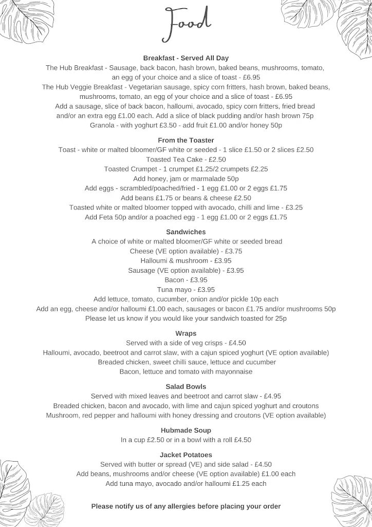 Menu_The Hub On The Heath_Canford Heath_image_2