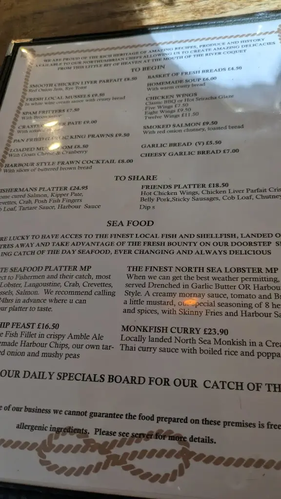 Menu_The Harbour Inn - Amble_Amble_image_3