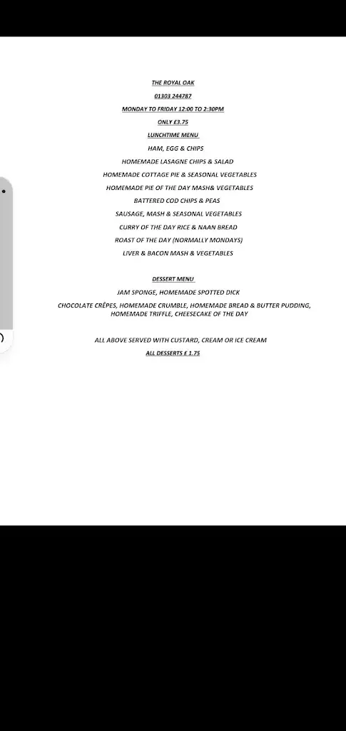 Menu_The Royal Oak_Capel le Ferne_image_2