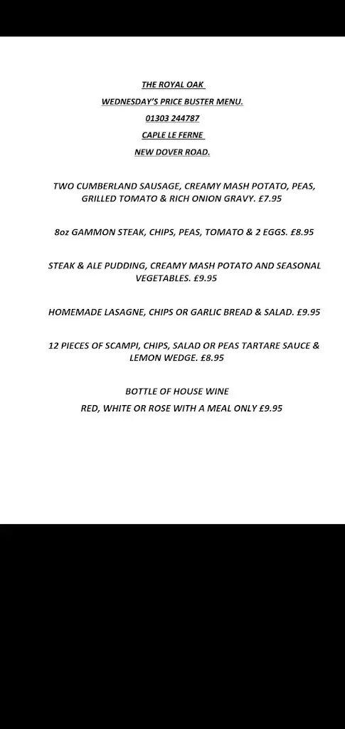 Menu_The Royal Oak_Capel le Ferne_image_3