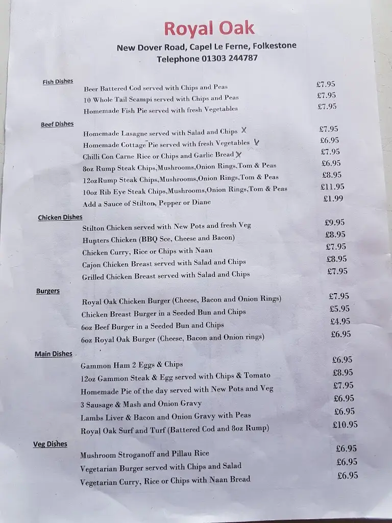 Menu_The Royal Oak_Capel le Ferne_image_4