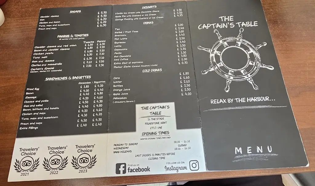 Menu_The Captain's Table Cafe_Capel le Ferne_image_2