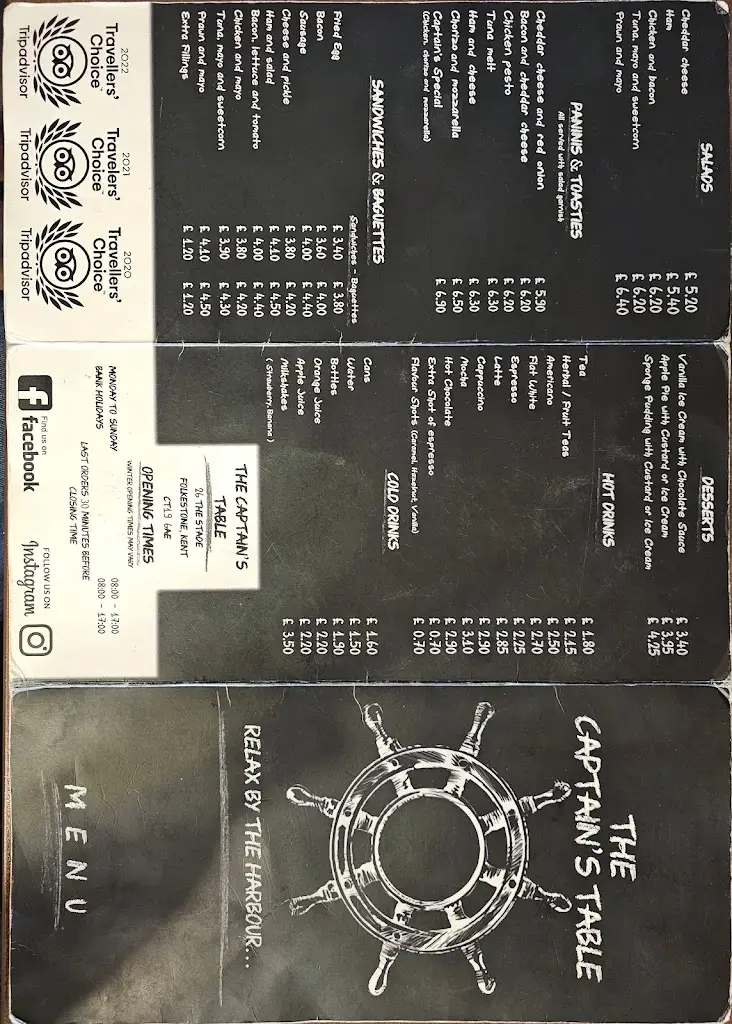 Menu_The Captain's Table Cafe_Capel le Ferne_image_4