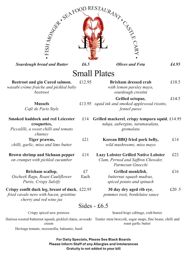 Menu_Lazy Lobster Castle Cary_Castle Cary_image_1